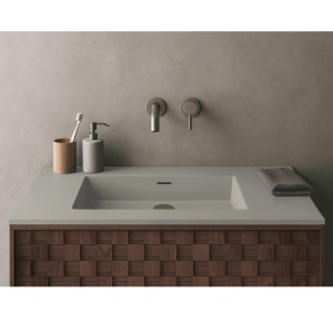 Lavoar baie incastrat din conglemerat, fara gaura baterie, bej mat, Veldman Lotus 80 x 46 cm - Img 3