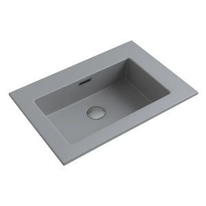 Lavoar baie incastrat din conglemerat, fara gaura baterie, gri mat, Veldman Lotus 60 x 46 cm