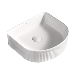 Lavoar ceramic alb cu caneluri si montaj pe blat Fino White Gloss 40 x 35 cm - Img 10