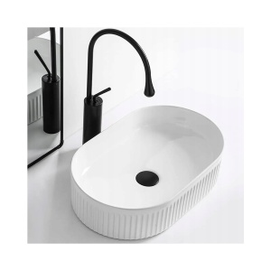 Lavoar ceramic cu caneluri Veldman Verona 58 cm alb - Img 3