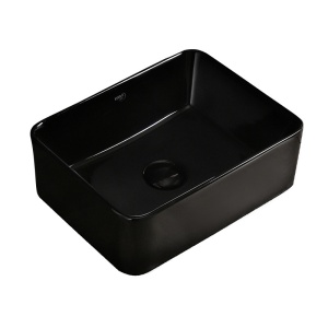 Lavoar ceramic dreptunghiular cu fixare pe blat Luxo Black Gloss 41 x 31 cm