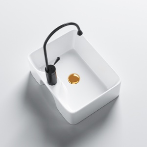 Lavoar ceramic dreptunghiular cu montaj pe blat Elise White Gloss 41 x 31 mm - Img 5