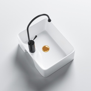 Lavoar ceramic dreptunghiular cu montaj pe blat Elise White Gloss 48 x 37 cm - Img 5