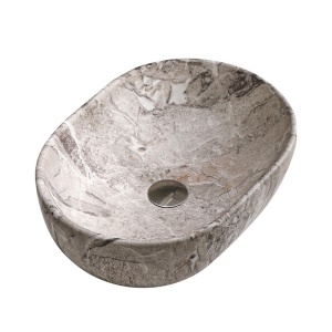 Lavoar ceramic oval cu fixare pe blat Neo Marble Grey Matt 48 x 34 cm