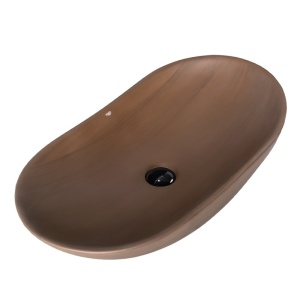Lavoar ceramic oval cu montaj pe blat Lavi Brown Matt 62 x 36 cm