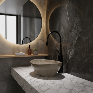 Lavoar ceramic oval cu montaj pe blat Lumo Beige Gloss 33 x 45 cm - Img 8