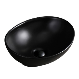 Lavoar ceramic oval cu montaj pe blat Lumo Black Matt 40 x 35 cm