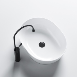 Lavoar ceramic oval cu montaj pe blat Neo White Gloss 48 x 34 cm - Img 4