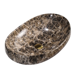 Lavoar ceramic oval din marmura maro Amore-MAR7-500, 65 x 37 cm