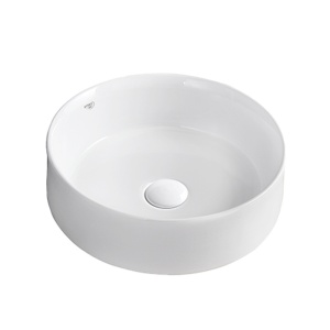 Lavoar ceramic rotund cu fixare pe blat Lava White Gloss 36 x 12 cm - Img 11