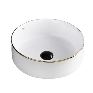 Lavoar ceramic rotund cu montaj pe blat Lava White Gloss 36 x 12 cm - Img 9