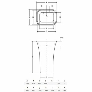 Lavoar cu fixare pe pardoseala Besco Assos negru cu alb 50x40 cm - Img 3