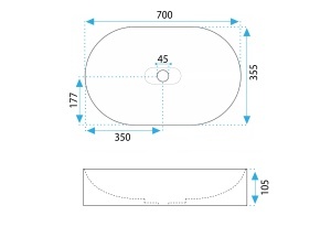 Lavoar de baie Iris , pentru blat , Dimensiune 71 cm , Culoare Alb - Img 5