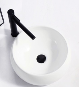Lavoar de blat PRO AMELIA, Dimensiuni 40 x 40 x 16 cm, Forma Rotunda, Ceramica sanitara, Alba - Img 4