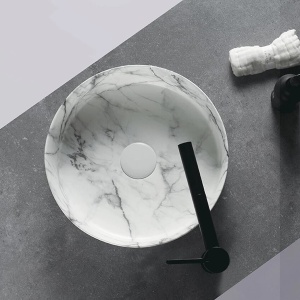 Lavoar De Blat PRO VERONA, Dimensiuni 36 X 36 X 12 Cm, Forma Rotunda, Ceramica Sanitara, Gri - Img 5
