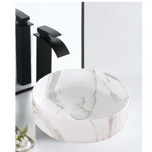Lavoar De Blat PRO VERONA, Dimensiuni 36 X 36 X 12 Cm, Forma Rotunda, Ceramica Sanitara, Gri / Maro - Img 6