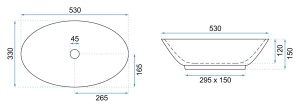 Lavoar de blat REA PAMELA AJAX SHINY, 53x 33x 15 cm, Montaj Pe Blat, Design Deosebit, Forma Rotunda, Ceramica Sanitara, Alb imitatie piatra - Img 2