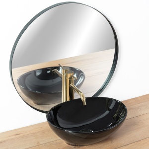 Lavoar De Blat REA SOFIA, Dimensiuni 41 X 34.5 X 15 Cm, Montaj Pe Blat, Design Deosebit, Forma Ovala, Ceramica Sanitara, Negru - Img 6