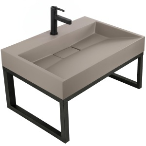 Lavoar din compozit cu cadru metalic Rea Goya Taupe mat 70 cm
