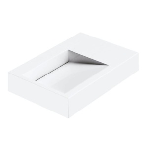 Lavoar din compozit pe blat sau suspendat Veldman Caspar 75 x 50 cm alb fara orificiu baterie