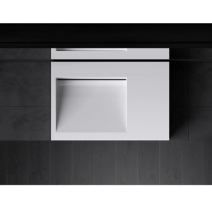 Lavoar din compozit pe blat sau suspendat Veldman Caspar 75 x 50 cm alb fara orificiu baterie - Img 2