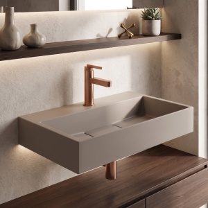 Lavoar din compozit Rea Goya taupe mat 60 cm - Img 6