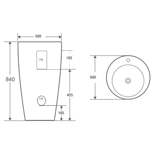 Lavoar freestanding Fluminia MyLady alb 50 cm - Img 4