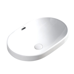Lavoar oval alb cu fixare pe blat Nel White Gloss 59 x 40 cm - Img 8