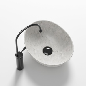 Lavoar oval cu fixare pe blat, din ceramica, Lumo Grey matt 40 x 33 cm - Img 5
