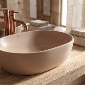 Lavoar oval cu montaj pe blat Rea Focus Taupe - Img 3
