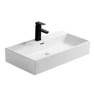 Lavoar pe blat alb cu gaura baterie Veldman Quadro 60 x 36 cm