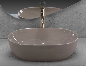 Lavoar pentru blat Rea Lisa, Design Modern , Culoare Beige Shiny - Img 5