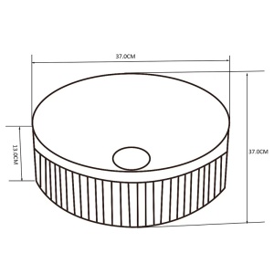 Lavoar rotund cu fixare pe blat, din ceramica, canelat, Lava White Gloss 37 x 13 cm - Img 12