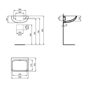 Lavoar suspendat Ideal Standard Contour 21 alb SmartGuard 50 cm - Img 10