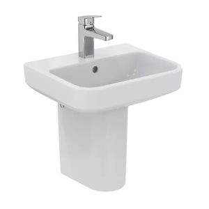 Lavoar suspendat Ideal Standard i.life B alb lucios SmartGuard 45 cm cu orificiu baterie si preaplin - Img 7