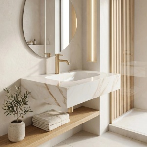 Lavoar suspendat REA Aresa Grey Gold 70 - Img 9
