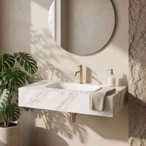 Lavoar suspendat REA Aresa Grey Gold 80 - Img 9