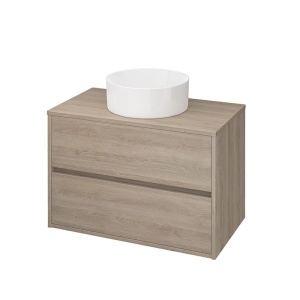 Mobilier baie suspendat Cersanit Crea pentru lavoar pe blat stejar 80 cm