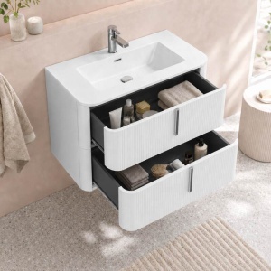 Mobilier suspendat pentru lavoar Fluminia Pisa alb mat 80 x 46 cm - Img 2