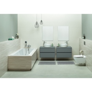 Mobilier suspendat pentru lavoar pe blat Cersanit Crea gri mat 100 x 45 cm - Img 5