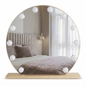 Oglindă LED rotunda Hollywood L. Gold 50 cm