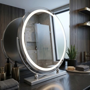 Oglindă LED rotunda pentru make-up Chrome 50 cm - Img 3