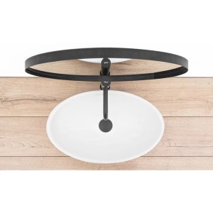 Pachet lavoar pe blat Rea Pamela alb 53 cm, baterie lavoar Ideal Standard Ceraline negru si ventil lavoar Click-Clack negru - Img 2