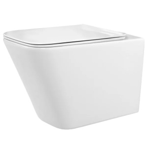 Pachet vas wc suspendat Rea, capac softclose si set dus igiena intima crom cu baterie incastrata Invena Bidetta - Img 5