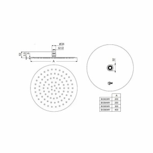 Palarie dus IdealRain Luxe M1, Ideal Standard rotunda 200 mm - Img 3