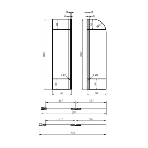 Paravan Cada PRO MALMO2, 80 cm latime, 140 inaltime, pliabil, grosime sticla 5mm - Img 4