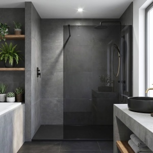 Paravan de dus Rea Flexi Grey / Black 140 - Img 2