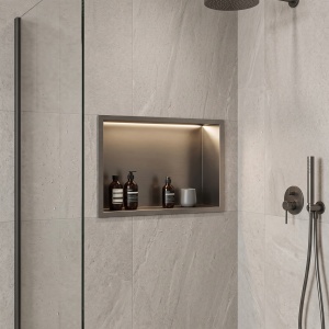 Raft Incastrat Baie cu Iluminare LED 30x45 cm, Otel Inoxidabil AISI 304, Titan - Img 6