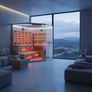 Sauna combinata cu infrarosu si finlandeza cu soba Harvia 8kW, Moss 200 x 200 cm pentru 8 persoane - Img 16