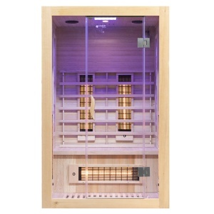 Saună cu infraroșu cu pietre de sare de Himalaya MO-EA2RS 120 x 105 x 190 cm pentru 1-2 persoane - Img 2